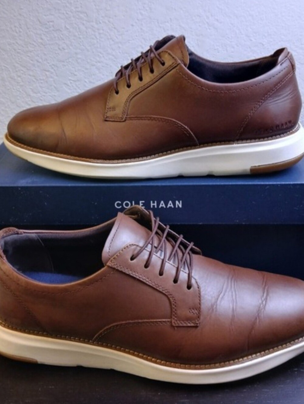 Cole Haan Mens Grand 360 Brown Leather Oxford Derby Dress Sneakers Shoes